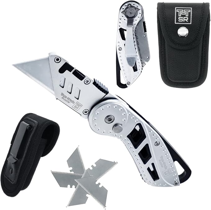 Folding Utility Knife Stainless Steel Holster Nylon Pouch Belt Clip Box Cutter Knife Carry Case Utility Knife & Clip Navaja De Trabajo Roofing Cuchilla de Bolsillo