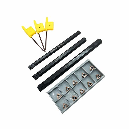 Lather Threading Tool Bit Set External Internal Threading Boring Bars Turning Tool Holders with 11IR A60 16ER 16IR AG60 Carbide Threading Inserts (3pcs Boring Bars +11IR A60)