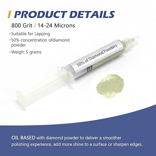 SCOTTCHEN Diamond Polishing Paste,800 Grit 12-25 Microns Lapping Compound with 50% Concentration of Diamond Powders for Jewelry, Metal, Ring, Glass, Coin,etc.-5 Gram