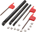 13PCS Indexable Lathe Turning Tool Kit,3pcs Metal Lathe Tool Holder S07K/S10K/S12M-SCLCR06 with 10pcs CCMT060204 Carbide Inserts for Cutting Threading Grooving