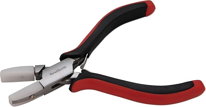 The Beadsmith Flat Nylon Jaw Pliers – Fine Tips – 5 inches (127mm) – Ergonomic Handle with Double Leaf Springs – Jewelry Making Tool for Creating Bracelets, Earrings and Necklaces