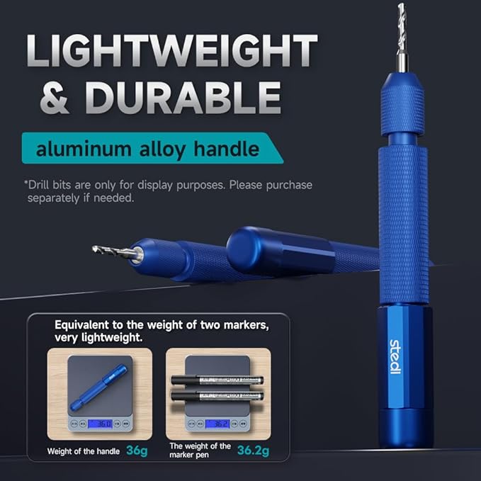 stedi Manual Pin Vise Hand Drill, Model Hobby Making Tools, Ultra-Precision Double Bearings Hand Drill for Gundam, Miniature Military Model, 3D Resin Parts, Blue