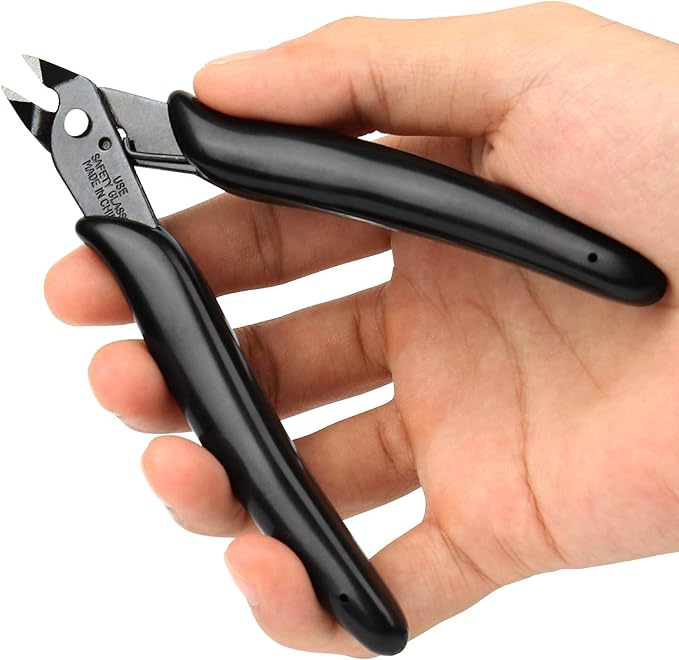 BOENFU BF-170 Precision Wire Cutter Jewelry Zip Tie Cutters Flush Cutters Nippers Small Side Cutting Pliers for 3d Print, Plastic Models, Jewelry, Electronics, Black, 1 Pack