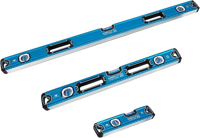 3-Piece Spirit Level Set (12", 24", 40"), Level Set with Magnetic Torpedo, 45°/90°/180°Bubbles Measuring, Aluminium Alloy Levels, Open Top View Design