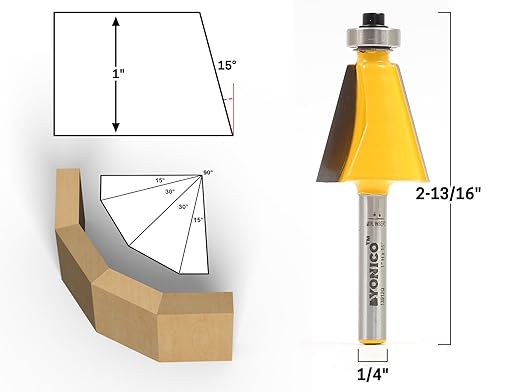 YONICO Router Bits Bevel Edge Forming Set 5 Bit 1/4-Inch Shank 13508q