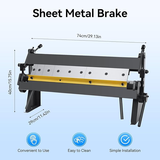 Box and Pan Brake | 24" Sheet Metal Brake | W-2420A Sheet Metal Bending Brake | 20ga Mild Steel Capacity Metal Brake Bender | 0-135° Adjustable Hand Brake | with Removable Fingers