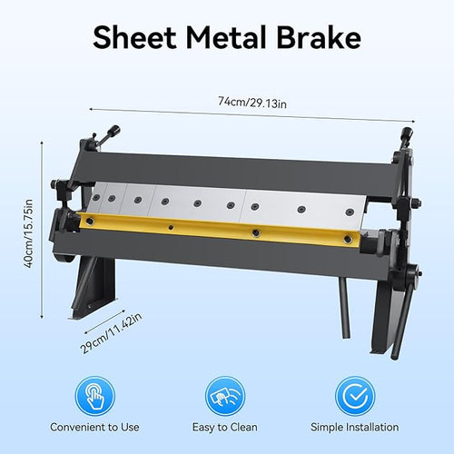 24“ Pan And Box Brake, 0-135° Sheet Metal Brake W-2420A Sheet Metal Bending Brake With 2”, 3“, 4” Removable Fingers Industrial Metal Bender For Carbon Steel Aluminum Copper