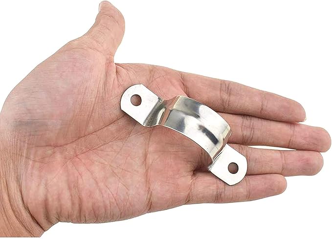 50 Pcs 1inch Rigid Pipe Strap,Two Hole Stainless Steel Strap U Bracket, Widened Tube Strap Tension Clip Assortment Kit Heavy Duty Pipe Clamp for Pipe Fixing（32mm）