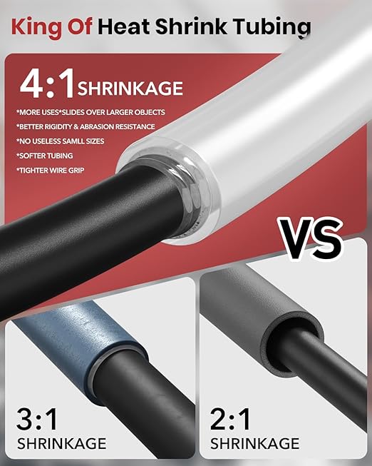 Eventronic 4:1 Heat Shrink Tubing Kit - 400 Pcs Adhesive Lined, Wire Shrink Wrap Tubing, Marine Grade Industrial Heat-Shrink Tubing, Clear
