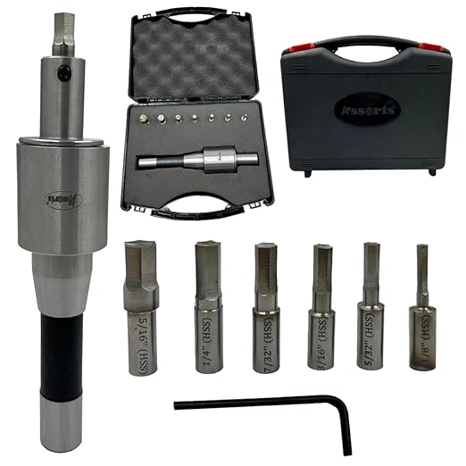 Assorts Precision Rotary Broach – R8 Shank (7/16" UNF) with HSS Hex Punches – CNC, Lathe, Milling & Drilling Compatible