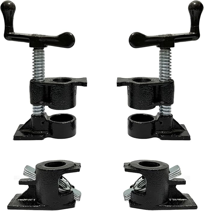 HENBOW 3/4" Pipe Clamp,Wood Gluing Pipe Clamp Set,Heavy Duty Cast Professional Pipe Clamps Tools,Cast Iron Wood Clamps Quick Release for Woodworking Improvement and Diy Projects(2Pack-Black)