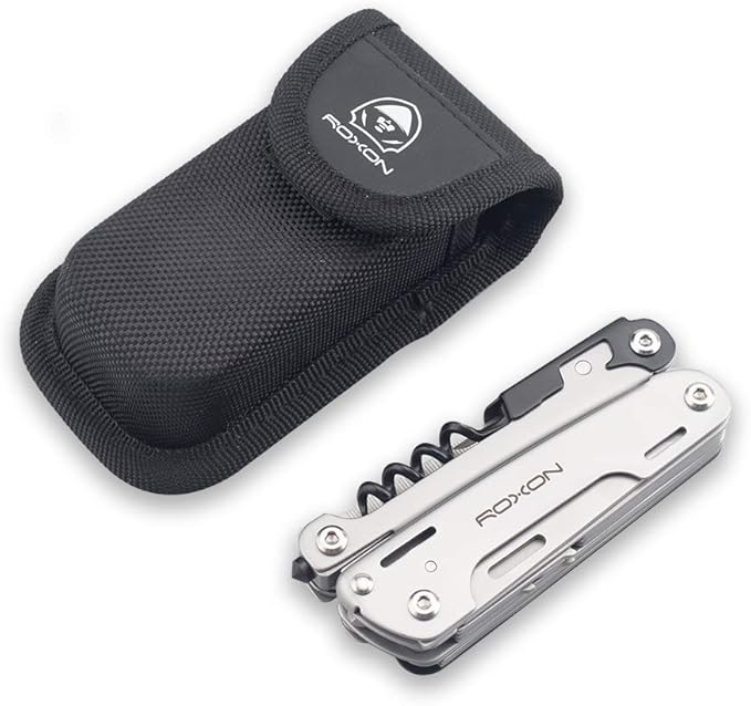 ROXON S801S STORM 19 in 1 multitool pliers EDC for Camping, Outdoor with Lockable Saw Blade with Nylon Case (S801S)