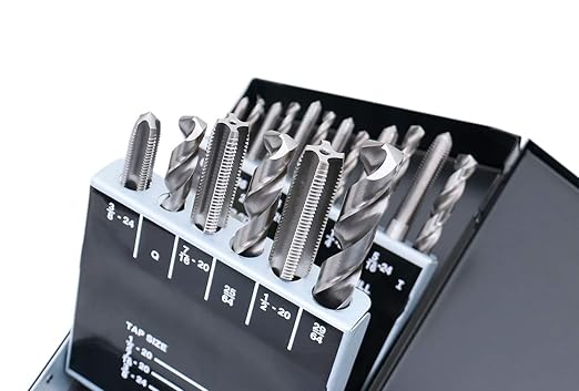 Accusize Industrial Tools U.N.F. 18 Pc H.S.S. Tap and Drill Set, 0001-0050