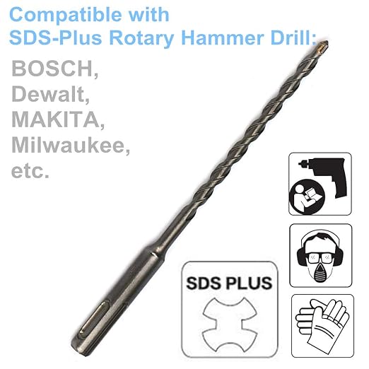 3PCS Rotary Hammer Drill Bits, SDS Plus Shak, 1/4"x6", 5/16"x6", 3/8"x6"
