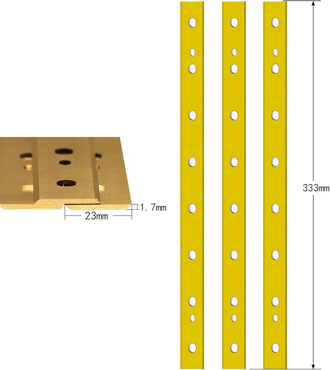13 Inch Planer Blades TiN for DeWalt DW735 DW7352 DW735X Planer Double Sided HSS Planer Knives Titanium Coated Planer Cutters, 3 Pcs