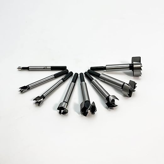 Forstner Bit Set 8Pcs Hex Shank, Wood Drill Bits Set with Multi Sided Shank