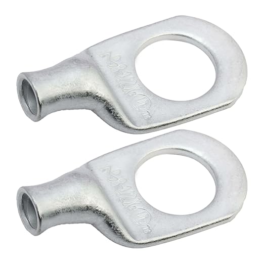 SELTERM 2pcs 8 AWG 1/2" Stud Tinned Copper Wire Lugs, Battery Cable Ends, Ring Terminals, 8 Gauge Terminal Connectors, UL Marine Grade Electrical Connectors