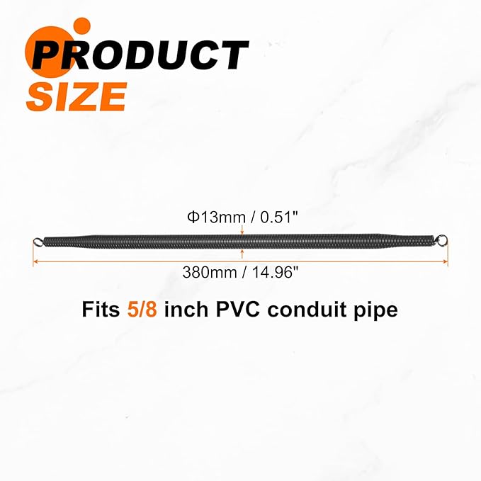 HARFINGTON PVC Spring Tube Bender 13mm OD 380mm Long C Type Conduit Pipe Bender Bending Spring for Pipe Bending Devices in Home Hydropower, Black