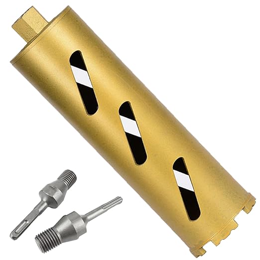 3.5" Dry Core Drill Bits for Cured Concrete with Rebar Brick Blonck Masonry etc 12.2in/310mm Drilling Depth，10mm Diamond Segment Height，2 Adapters