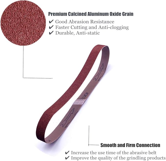 1/2-by-18-inch Belt, 40 Grit Aluminum Oxide Craftmas Belt Sandpaper for Mini Belt Sander, 24 Pack(1/2x18in,40 Grit)