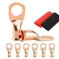 Battery Cable Ends, 8PCS 8 Gauge Wire Connectors 3/8 Copper Wire Lugs, Bare Copper Eyelets with Heat Shrink Tubing