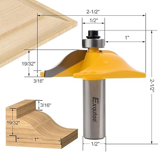 1PCS 1/2" Shank 2-1/2" Diameter Raised Panel Cabinet Door Making Router Bit Woodworking Tools Door & Window Router Bit