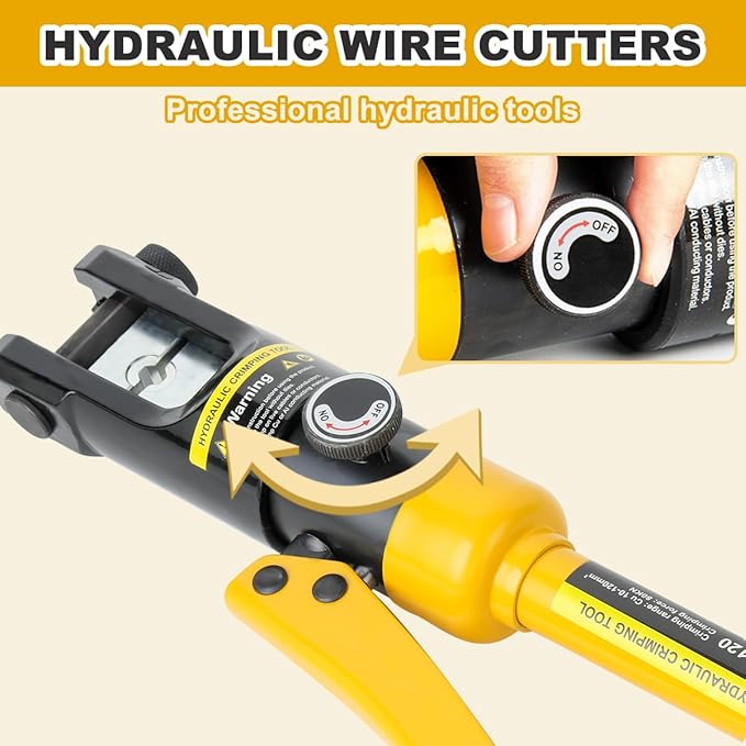 Hydraulic Cable Lug Crimper Hydraulic Wire Crimper Battery Lug Terminal Cable Crimping Tool, Wire Crimping Tool with 8 die Pairs (8 AWG to 250 MCM)
