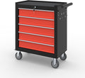 5-Drawer Rolling Tool Boxes,Metal Rolling Tool Chest with Wheels and Locking Tool Chest,Portable Metal Tool Box for Warehouse,Garage, Repair Shop, Workshop (Blackred, 5-Drawer)