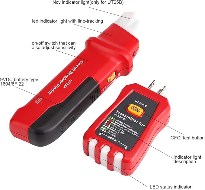 Circuit Breaker Finder, Professional Circuit Breaker Finder Sensitivity Adjustable Socket Tester Diagnostic Tool