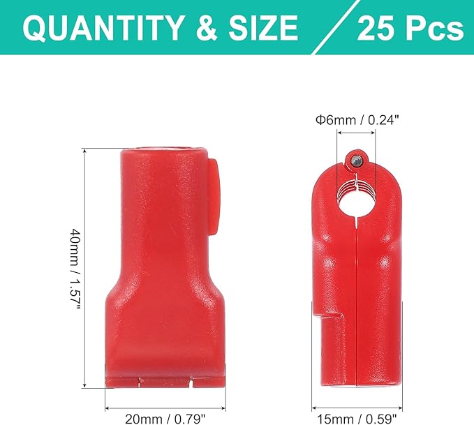PATIKIL 6 mm Stop Peg Lock, 25 Pcs Pegboard Hooks Anti Sweep Theft Hook Locks Plastic Pegs for Mobile Accessories Shop Clothes Retail Security Display, Red