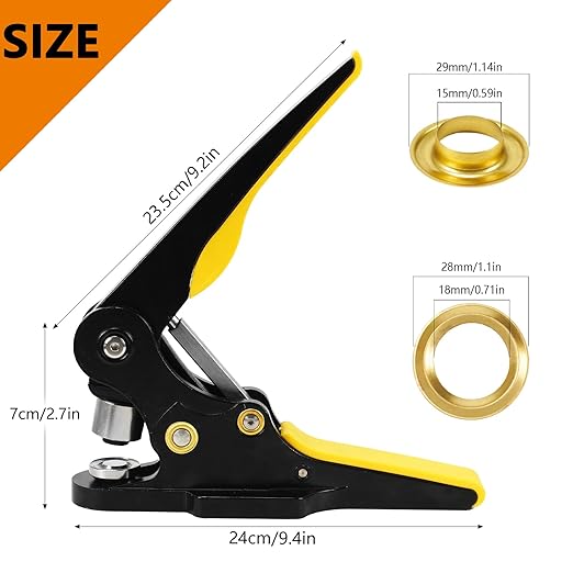 ZONG LAN Heavy Duty Grommet Tool Kit Eyelet Machine Punch Tool Kit with of 3/5" Die and 80 Sets Gold Brass Grommets for Tarp Leather Fabric Curtains