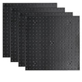 16x16 inch Wall Organizer Pegboard Panels, Black Metal Pegboard for Tool Storage, Workbench Tools Organization Peg Board(4PCS, Black)