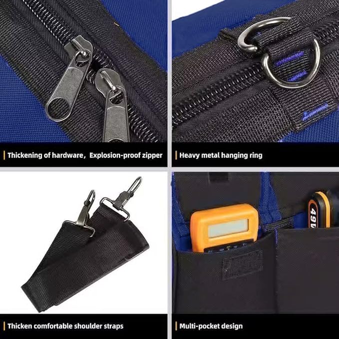 20 Inch Heavy Duty Tools Bag with Wide Mouth for Tool Storage, Carrier and Organizer,Tote Bag for Men/Women, Wide Mouth Tool Bags With Inside Pockets (20 Inch)