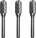 Carbide Burr Set 1/4" Shank SC-3 Die Grinder Bits Tungsten Double Cut Burr Bits (3/8" Cutter Dia X 0.80" Cutter Length) for Die Grinder Kits Metal Grinding Drilling Polishing (3pcs)