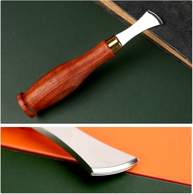UOOU Leather Edge Creaser,1.5mm Professional Leather Tool,Edge Creaser Stainless Steel Red Wood Handle Tool for Beginners DIY Leather Craft