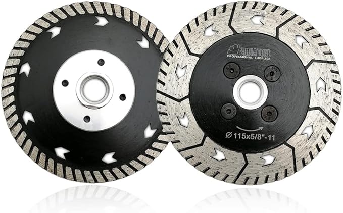 SHDIATOOL Diamond Cutting Blades Two-in-One Design 4-1/2 Inch Granite Turbo Disc Cut Grind Sharpen Marble Concrete and Bricks 115mm (2-Pack)