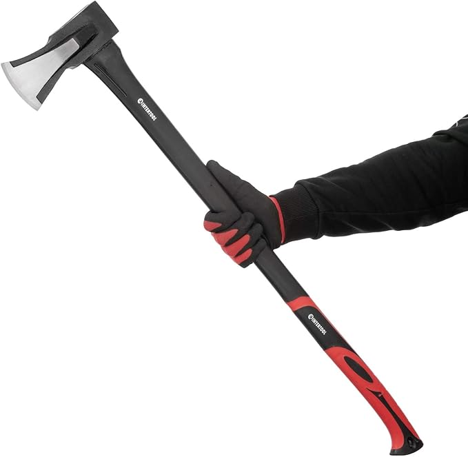 INTERTOOL Chopping Hatchet and Splitting Maul Set - 15-inch Small Camping Axe and 36-inch Heavy Duty Maul - Shock Absorbing Fiberglass Anti-Slip Handle HT-0262-0275