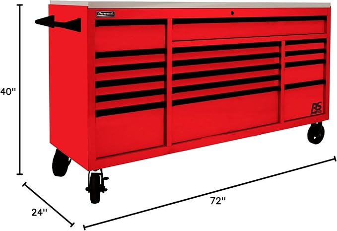 Homak 72” Roller Cabinet w/Stainless Steel Top RS Pro Workstation (Fury Red)
