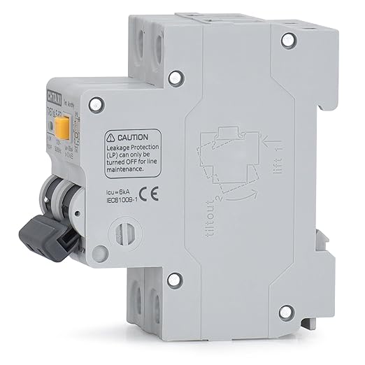 Ground Fault Circuit Breaker, 10 Amp 120V AC DIN Rail Mount Residual Current Circuit Breaker, Thermal-Magnetic Trip, Earth-Leakage Protection 30mA 1PN RCBO C10