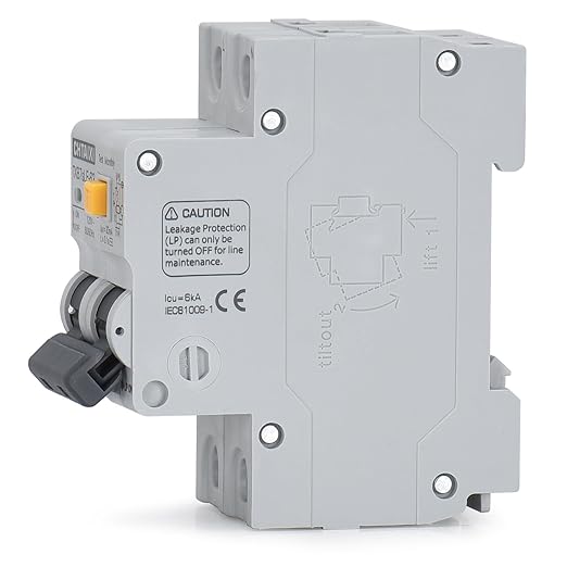 Ground Fault Circuit Breaker, 20 Amp 120V AC DIN Rail Mount Residual Current Circuit Breaker, Thermal-Magnetic Trip, Earth-Leakage Protection 30mA 1PN RCBO C20