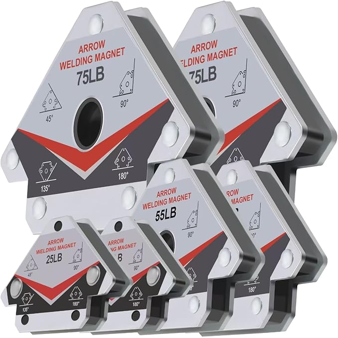 GUTIMORE Welding Magnets 25LB&55LB&75LB 6Pcs Welding Magnet Set, Magnetic Welding Holder, Holding Power Welding Accessories