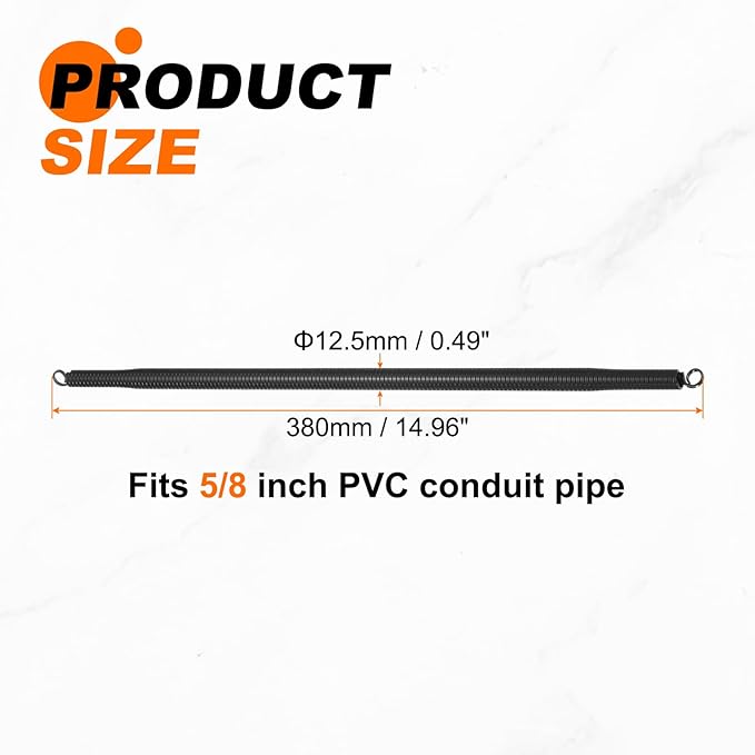 HARFINGTON 2pcs PVC Spring Tube Bender 12.5mm OD 380mm Long B Type Conduit Pipe Bender Bending Spring for Pipe Bending Devices in Home Hydropower, Black