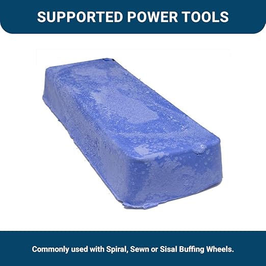 Benchmark Abrasives Buffing Compound for Polishing Removing Scratches Edge Finishing Cleaning for Non-Ferrous Metals Plastics Synthetic Materials, 1 Pound Bar (Blue Plastic)