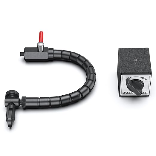 HDLNKAK Indicator Magnetic Base and Flex Arm Combo, 360 Deg Flexible Stem Holder for Digital Dial Indicator Gauge, Premium Disc and Rotor/Ball Joint Gage for Precision Measurements