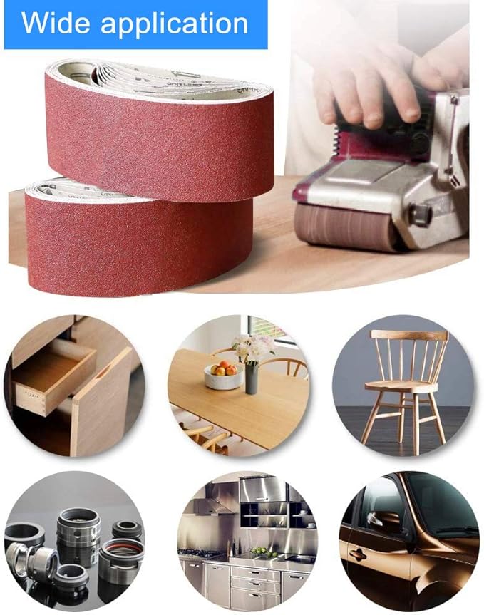 24 Pcs 3x18-Inch Aluminum Oxide Sanding Belts,6 Each of 40 80 120 240 Grits,for Belt Sander