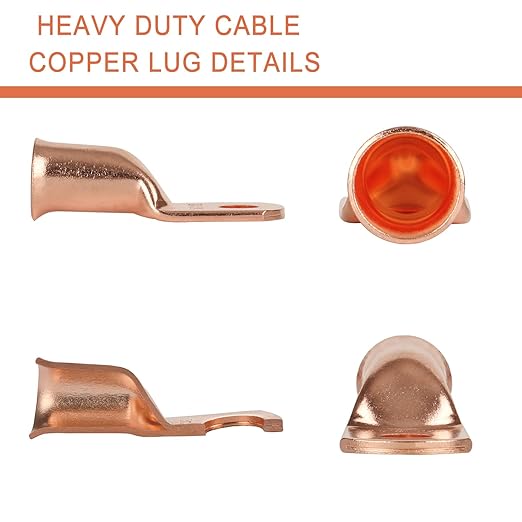 10pcs 2/0 AWG-5/16”(M8) Ring Terminals 00 Gauge Copper Wire Lugs Battery Cable Ends Heavy Duty Battery Cable Terminal Connectors
