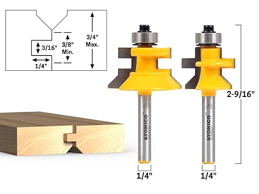 YONICO Tongue and Groove Router Bits Set Flooring 2 Bit Flooring 1/4-Inch Shank 15229q