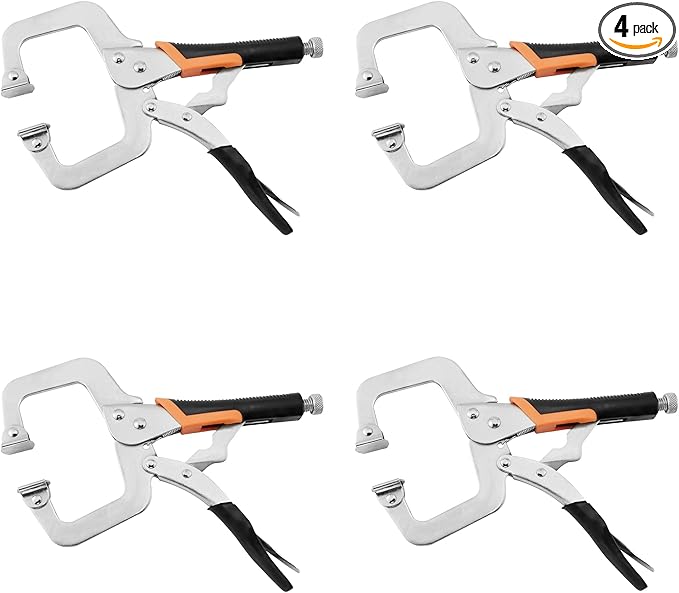 11-Inch C-Clamp Locking Pliers,Heavy Duty Vise Grip Welding Clamp With Swivel Pads for Woodworking,Home,Metalworking,Auto Repair(4 Pack)