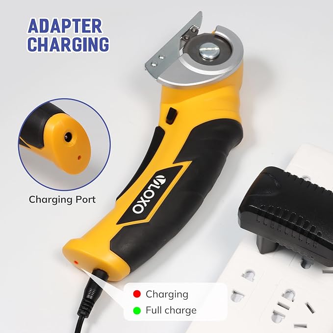 VLOXO Cordless Cardboard Cutter, Electric Scissors for Cardboard with Safety Lock, Power Rotary Scissors Multi-Cutting Tools, Rechargeable Box Cutter Electric for Carpet Leather (Yellow)