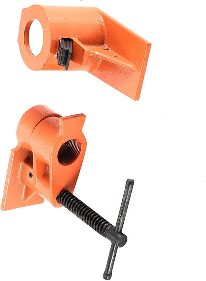 2 PCS Heavy Duty 1 inch Pipe Clamp, Jaws Vise Fixture Set Woodworking Tool Kit for Gluing and Drilling Used in Wood Clamp, Water Pipe Clamp (2 PCS)